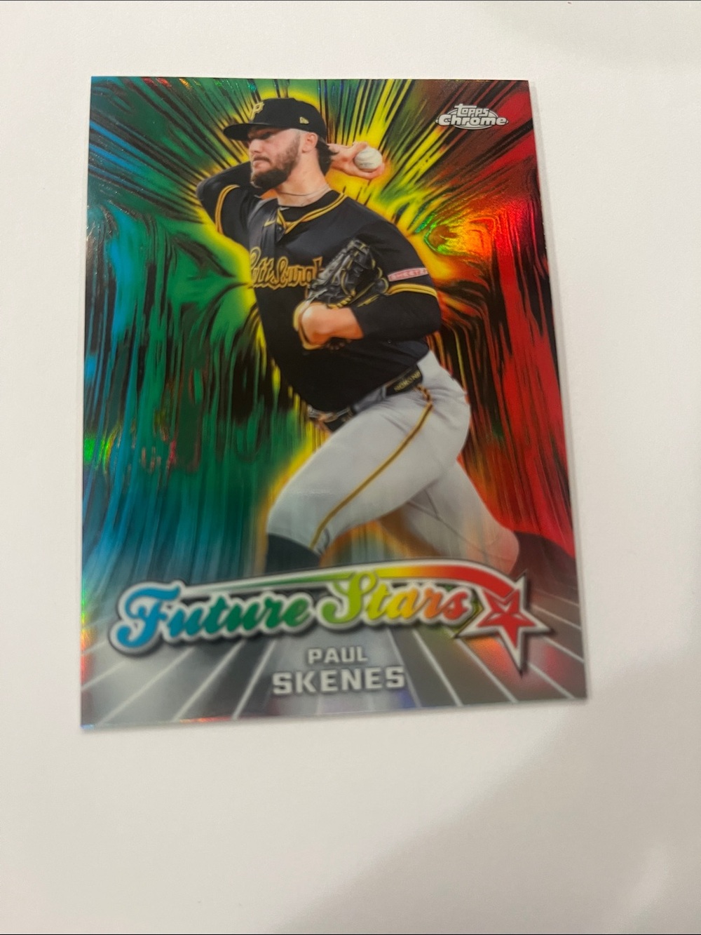 Topps Chrome Paul Skenes Rainbow Chrome Baseball Card - Red, Green, Blue